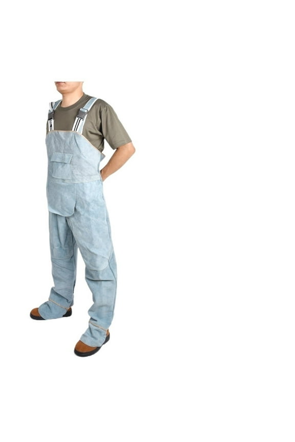 Unisex Bib Overalls Protective Leather Flame Retardant Repair Welder Strap Pants, Protection Clothing Coverall ,Easy to Operate