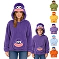 thumbnail image 1 of Unisex Big Mouth Monster Hoodie Funny Plush Oversized Halloween Pajamas Fuzzy Holiday Pullover Tops Purple Pink, 1 of 7
