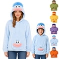 thumbnail image 1 of Unisex Big Mouth Monster Hoodie Funny Plush Oversized Pajama Loungewear Fuzzy Holiday Hoodie Sweatshirt Light Blue, 1 of 5