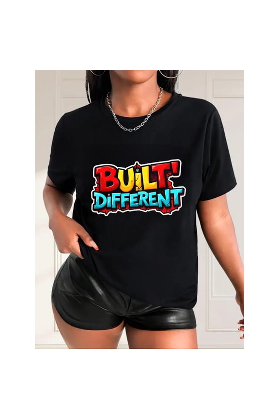 Unisex Black "Built Different" Graphic Tee Plus Size S-5XL, Edgy Printed T-Shirt, Casual Oversized Top for Individuality & Streetwear Enthusiasts