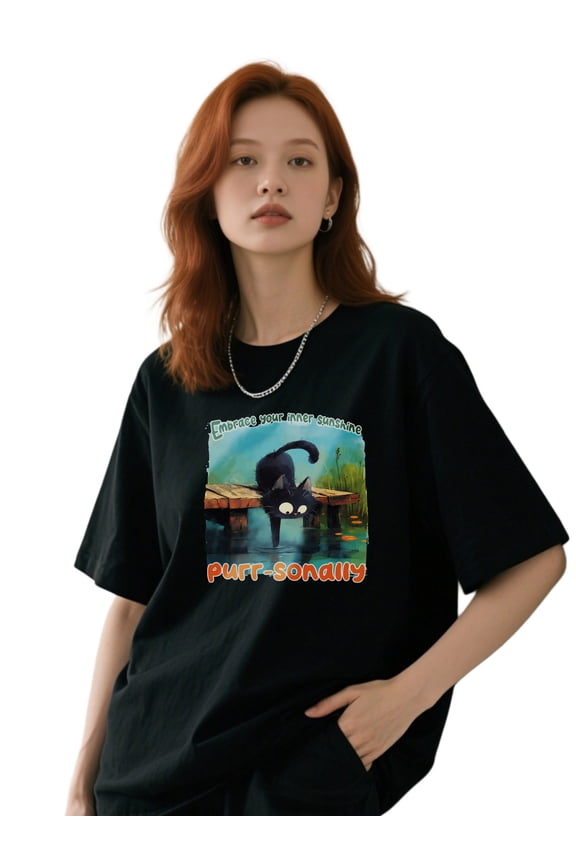 Unisex Black Cat Hoodie for Men and Women, Oversized Cartoon Oil Painting Graphic Pullover, Comfortable Sublimation Hooded Sweatshirt Casual Streetwear Top