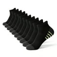 thumbnail image 1 of Unisex Black Cotton Low Cut Ankle Socks, Cushioned Breathable Striped Athletic Socks, Small Size, 5 Pairs, 1 of 3