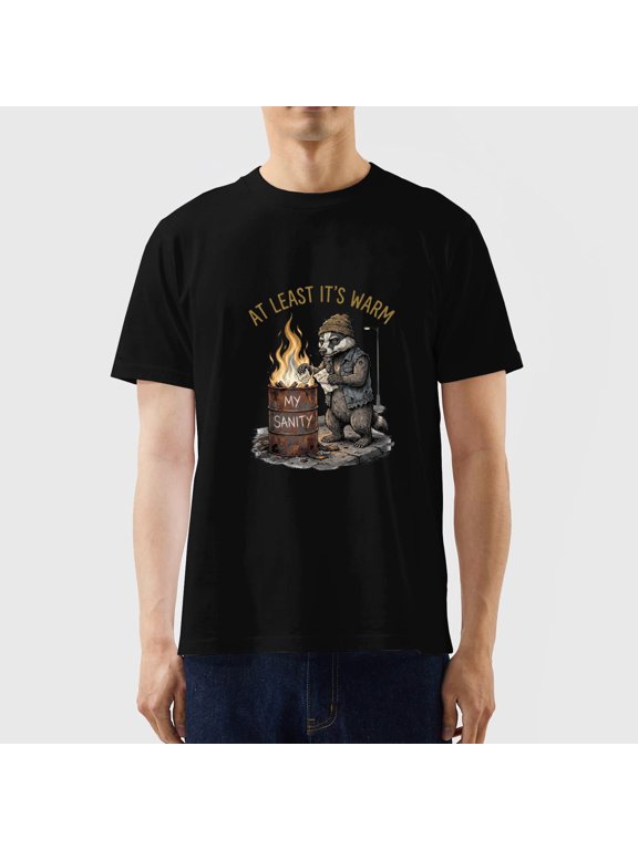 Unisex Black Crew Neck T-Shirt Short Sleeve, Funny Opossum Life Is Soup I Am Fork Graphic, Casual Graphic Tee for Everyday Wear, Weekend Outings, Travel and Outdoor Activities
