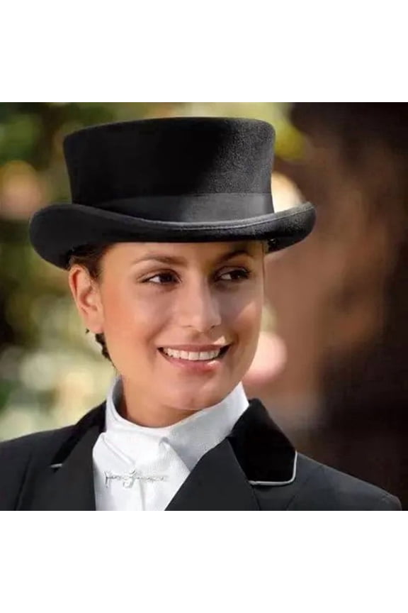 Unisex Black Deadman 100% Wool Dressage Topper Riding Equestrian Top Hat