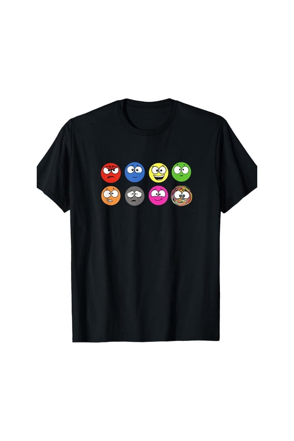 Unisex Black Emoji Mood Spectrum Graphic Tee Plus Size S-5XL, Playful Printed T-Shirt, Casual Oversized Top for Emoji Enthusiasts & Trendy Style Lovers