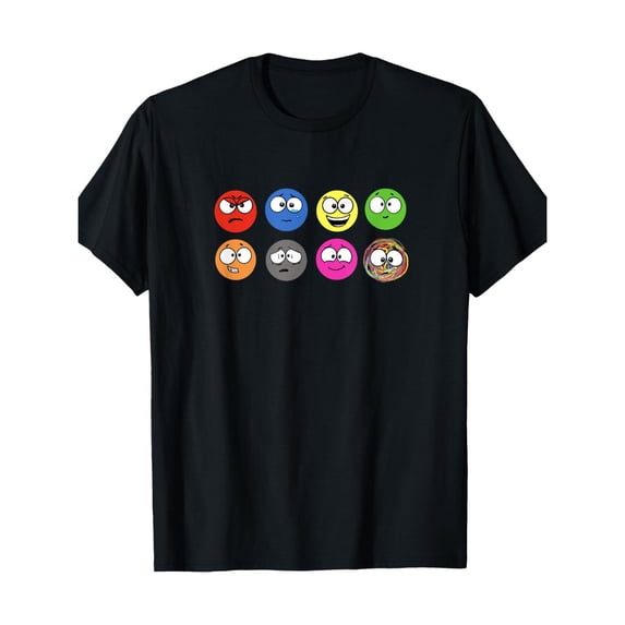 Unisex Black Emoji Mood Spectrum Graphic Tee Plus Size S-5XL, Playful Printed T-Shirt, Casual Oversized Top for Emoji Enthusiasts & Trendy Style Lovers