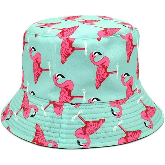 Unisex Black Flamingo Bucket Hat Reversible Summer Trendy Couple Fisherman Caps for Women Men Beach Vacation