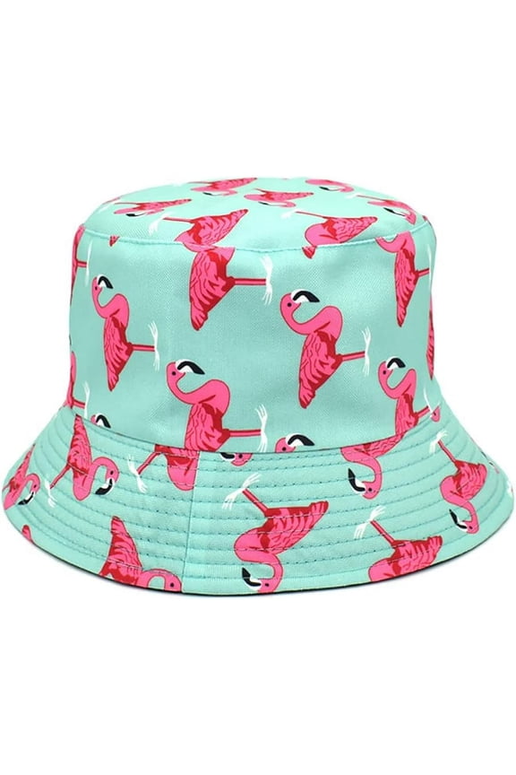 Unisex Black Flamingo Bucket Hat Reversible Summer Trendy Couple Fisherman Caps for Women Men Beach Vacation