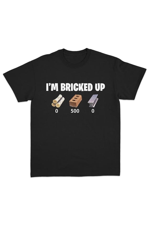 Unisex Black "I'm Bricked Up" Construction Meme Graphic Tee, Playful Printed T-Shirt, Casual Oversized Top for Meme Enthusiasts & Trendy Style Lovers