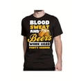 thumbnail image 1 of Unisex Black Print Tshirt Graphic Tees Shirts Funny Blood Sweat And Beers Work Hard Party Harder Design Casual Tops S-5XL, 1 of 5