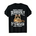 thumbnail image 1 of Unisex Black Print Tshirt Graphic Tees Shirts Funny Cat With Sunglasses Stop Expecting Normal From Me Design Casual Tops S-5XL, 1 of 5