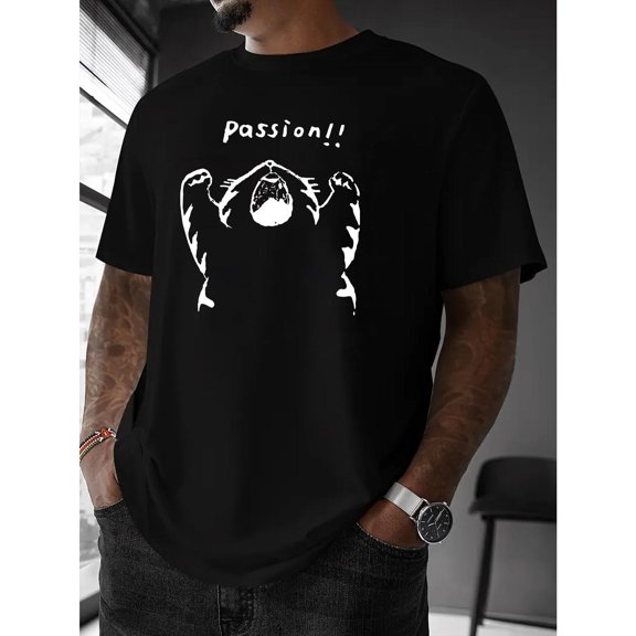 Unisex Black Print Tshirt Graphic Tees Shirts Passion Cat Pet Humor S-5XL Tops