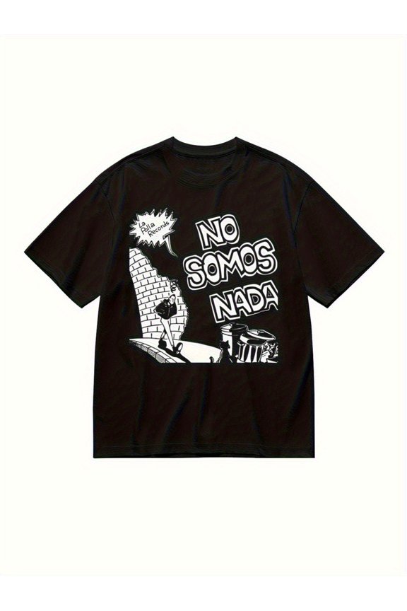 Unisex Black Punk Rock Graphic Tee - Made by La Polla Records, Showcasing Spanish Protest Slogans - Soft And Cozy Classic Style, Ideal for Concerts And Daily Use, Making It an Excellent Present