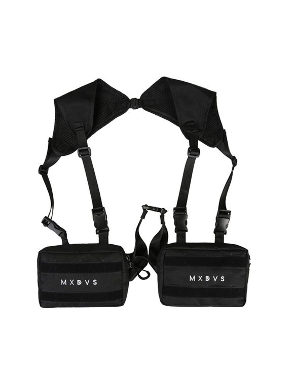 Unisex Black Rig Bag Streetwear Vest Hip-hop Chest Bags Fashion Waist Pack Woman Functional Square Bag