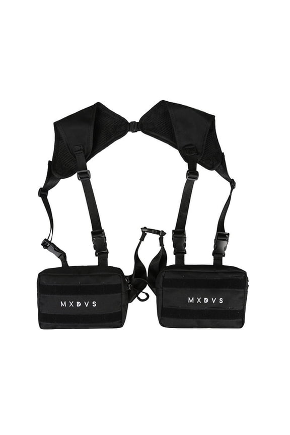 Unisex Black Rig Bag Streetwear Vest Hip-hop Chest Bags Fashion Waist Pack Woman Functional Square Bag