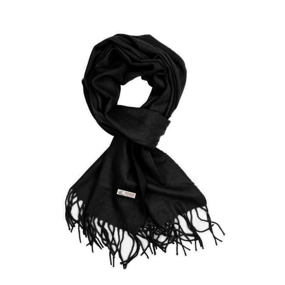 TZ Promise Men Women's Black Scarves Solid Plain Classic Soft Long for Winter Warm