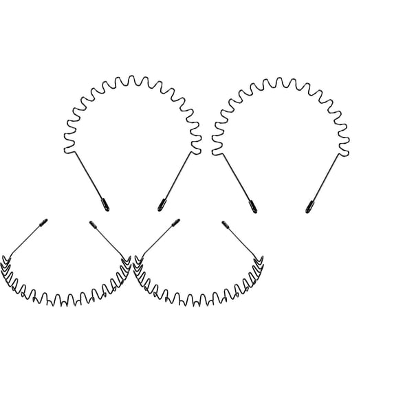 Unisex Black Spring Wave Metal Hoop Hair Band Girl Men`s Head Band Accessory Pack of 4