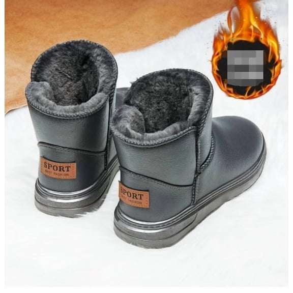 Unisex Black Suede-like Snow Boots - Warm, Durable & Stylish Winter Footwear for Adults