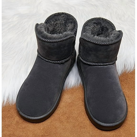 Unisex Black Suede-like Snow Boots - Warm, Durable & Stylish Winter Footwear for Adults