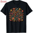 thumbnail image 1 of Unisex Black T-Shirt Graphic Tees "Floral Pattern Pumpkin" Autumn & Thanksgiving Art Design Shirts S-5XL Casual Daily Tops, 1 of 5