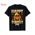 thumbnail image 1 of Unisex Black T-Shirt Graphic Tees "Happy Turkey Day" Thanksgiving Holiday Design Shirts S-5XL Casual Daily Tops, 1 of 5