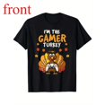 thumbnail image 1 of Unisex Black T-Shirt Graphic Tees "I'm The Gamer Turkey" Thanksgiving & Gamer Humor Design Shirts S-5XL Casual Daily Tops, 1 of 5
