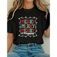 thumbnail image 1 of Unisex Black T-Shirt Graphic Tees "Merry Merry Merry & Pregnant" Christmas Humor Design Shirts S-5XL Casual Daily Tops, 1 of 5