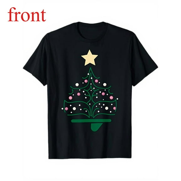 Unisex Black T-Shirt Graphic Tees "Minimalist Christmas Tree" Holiday Art Design Shirts S-5XL Casual Daily Tops