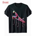 thumbnail image 1 of Unisex Black T-Shirt Graphic Tees "Rainbow Praying Mantis" Nature & Art Design Shirts S-5XL Casual Daily Tops, 1 of 5