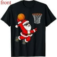 thumbnail image 1 of Unisex Black T-Shirt Graphic Tees Santa Playing Basketball Christmas Humor Design Shirts S-5XL Casual Daily Tops, 1 of 5