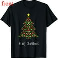 thumbnail image 1 of Unisex Black T-Shirt Graphic Tees Star Christmas Tree "Merry Christmas" Holiday Design Shirts S-5XL Casual Daily Tops, 1 of 5
