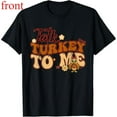 thumbnail image 1 of Unisex Black T-Shirt Graphic Tees "Talk Turkey To Me" Thanksgiving Retro Humor Design Shirts S-5XL Casual Daily Tops, 1 of 5