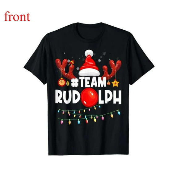 Unisex Black T-Shirt Graphic Tees "#Team Rudolph Christmas" Holiday & Humor Design Shirts S-5XL Casual Daily Tops