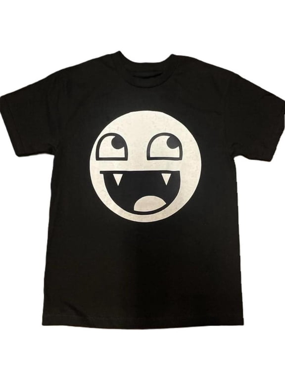 Unisex Black Vampire Emoji Graphic Tee S-5XL, Playful Printed T-Shirt Top for Halloween Enthusiasts & Humor Lovers, Casual Graphic Tees Tops