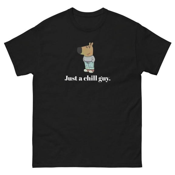 Unisex'Black cotton Black Print Tshirt Graphic Tees Shirts Cute Animal "Just a Chill Guy" Humor S-5XL Tops