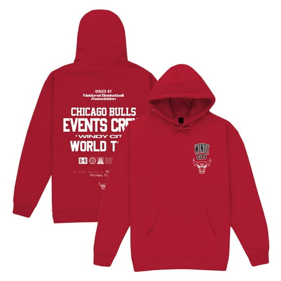 Unisex Bleacher Report x Mitchell & Ness-Red Chicago Bulls Backstage Crew Pullover Hoodie