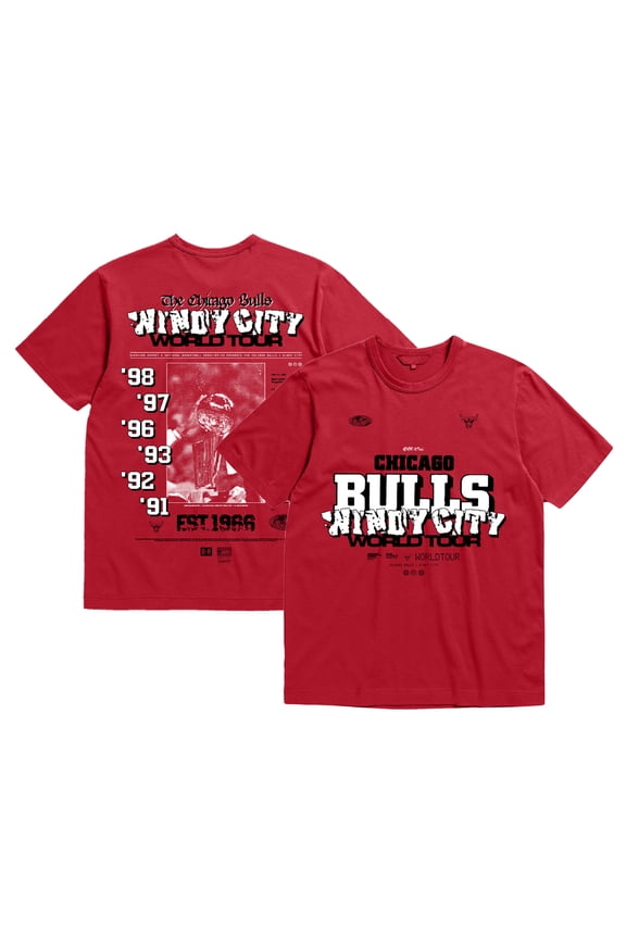 Unisex Bleacher Report x Mitchell & Ness Red Chicago Bulls World Tour T-Shirt