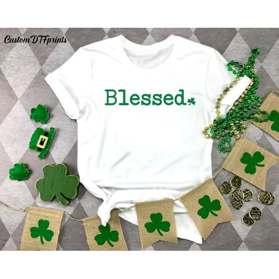 Unisex Blessed St Patricks Day Irish Lucky T-Shirt Cotton Graphic Tee-All Size S-5Xl