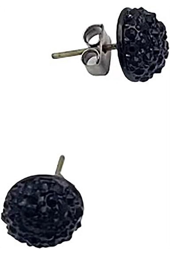 Unisex Bling Iced Hip Hop Fashion Post Disco Ball Stud Earring (Black)