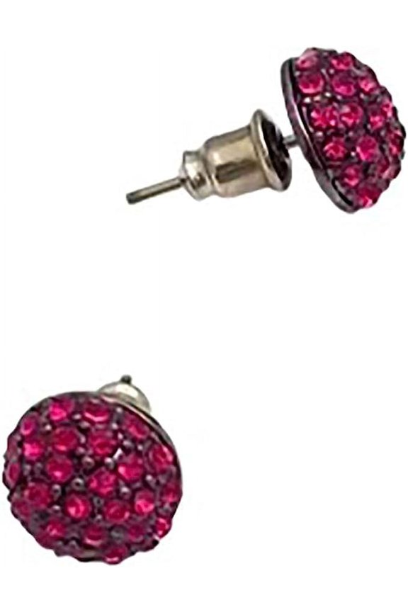 Unisex Bling Iced Hip Hop Fashion Post Disco Ball Stud Earring (Pink)