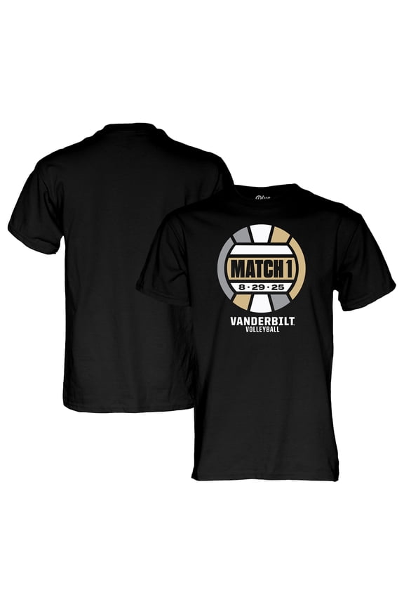 Unisex Blue 84 Black Vanderbilt Commodores Inaugural Volleyball Match T-Shirt