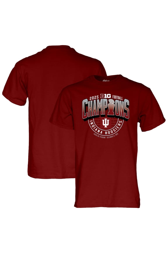 Unisex Blue 84  Crimson Indiana Hoosiers 2025 Big Ten Football Champions Locker Room T-Shirt