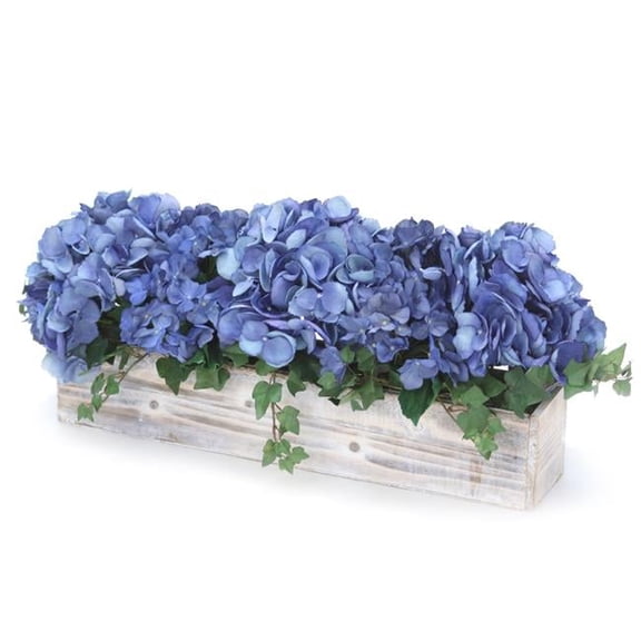 Unisex Blue Hydrangeas in White Washed Box