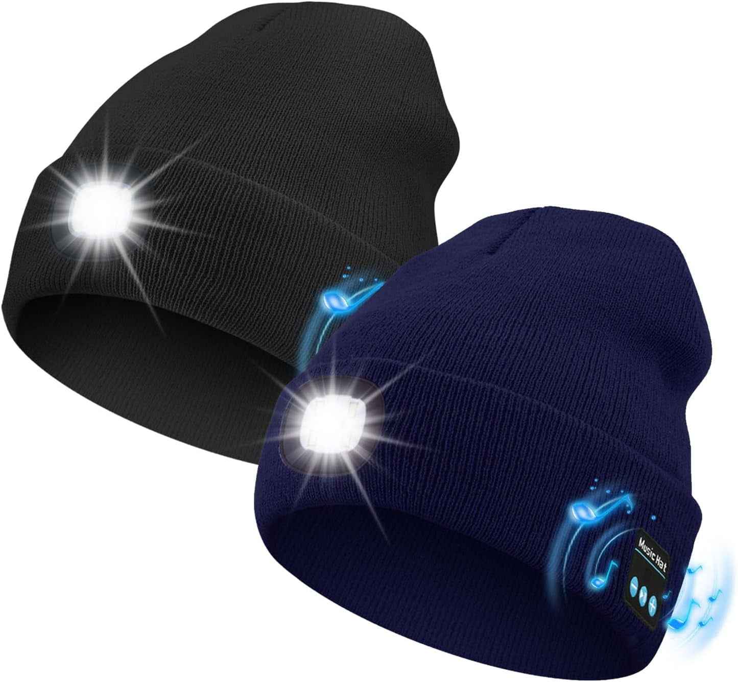 Unisex Bluetooth Beanie Hat with Light,USB Rechargeable 6 
