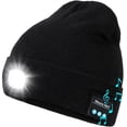 thumbnail image 1 of Unisex Bluetooth Beanie Hat with LED Light Wireless Musical Knitted Cap with Stereo Headphone for Running Hiking Jogging (Black), 1 of 6