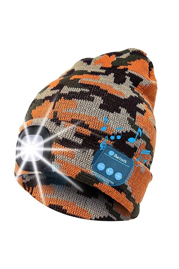 Bluetooth Beanie - Unisex Musical Knitted Cap Rechargeable Beanie Hat with Light Wireless Headphones Unique Gifts for Men & Women