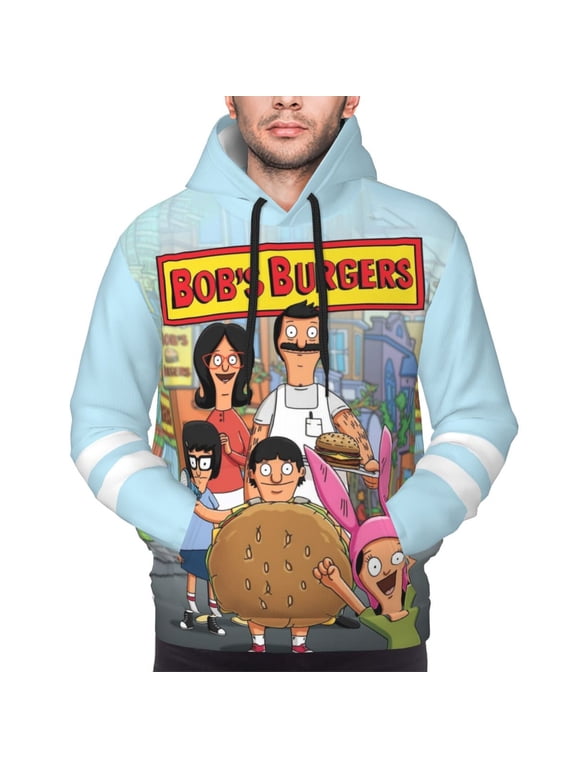 Unisex Bob Family's Anime Bur-Ger Pullover Hoodie 3d Print Graphic Cartoon Hooded Sweatshirts With Pocket For Men Women