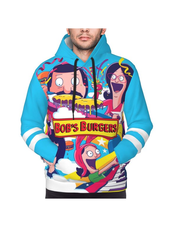Unisex Bob Family's Anime Bur-Ger Pullover Hoodie 3d Print Graphic Cartoon Hooded Sweatshirts With Pocket For Men Women