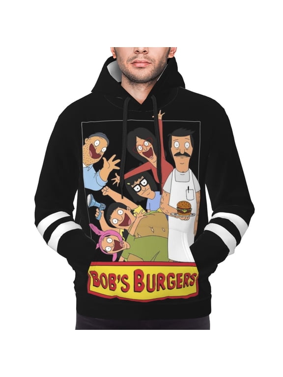 Unisex Bob Family's Anime Bur-Ger Pullover Hoodie 3d Print Graphic Cartoon Hooded Sweatshirts With Pocket For Men Women
