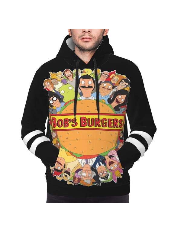 Unisex Bob Family's Anime Bur-Ger Pullover Hoodie 3d Print Graphic Cartoon Hooded Sweatshirts With Pocket For Men Women